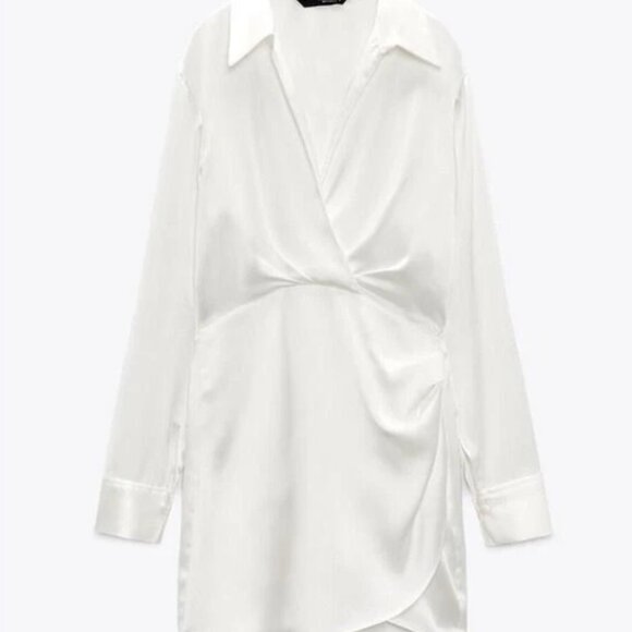 Zara Long Sleeve Satin Mini Dress - Picture 4 of 5